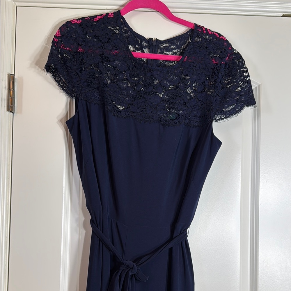Elegant Navy Blue Lace Dress